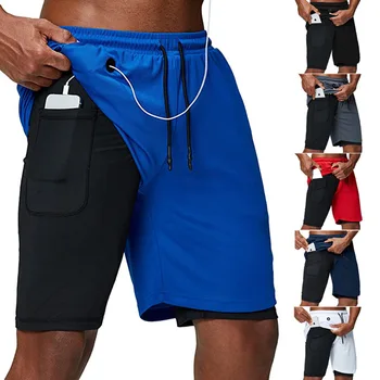 

Double-layer Summer Men's Beach Pants Plus Size Shorts Mesh Knee-length Breathable Training Pants Sports Casual Pants