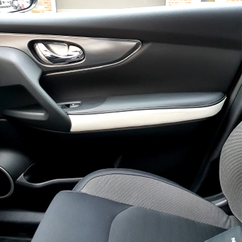 Для Nissan Qashqai J11 2016 2017 2018 4 шт. черные и белые кожаные сращивания с белой линией двери