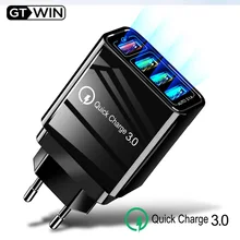 GTWIN Быстрая зарядка QC 3,0 4 порта USB зарядное устройство USB зарядка для мобильного телефона для iPhone samsung Xiaomi быстрое настенное зарядное устройство настенный адаптер