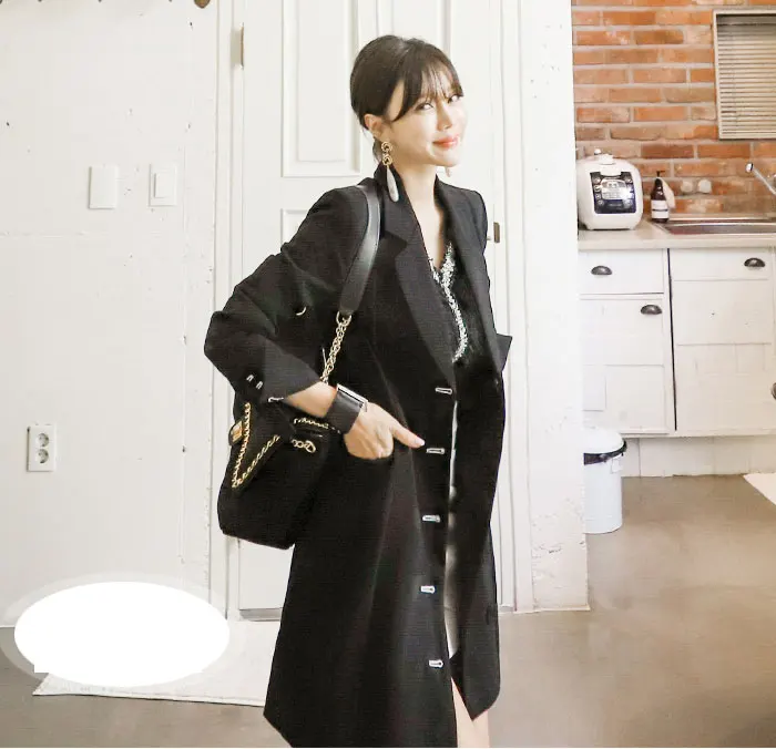 windbreaker coat new Korean version OL long-sleeved single-breasted Slim mid-length professional trench red Drop Shipping