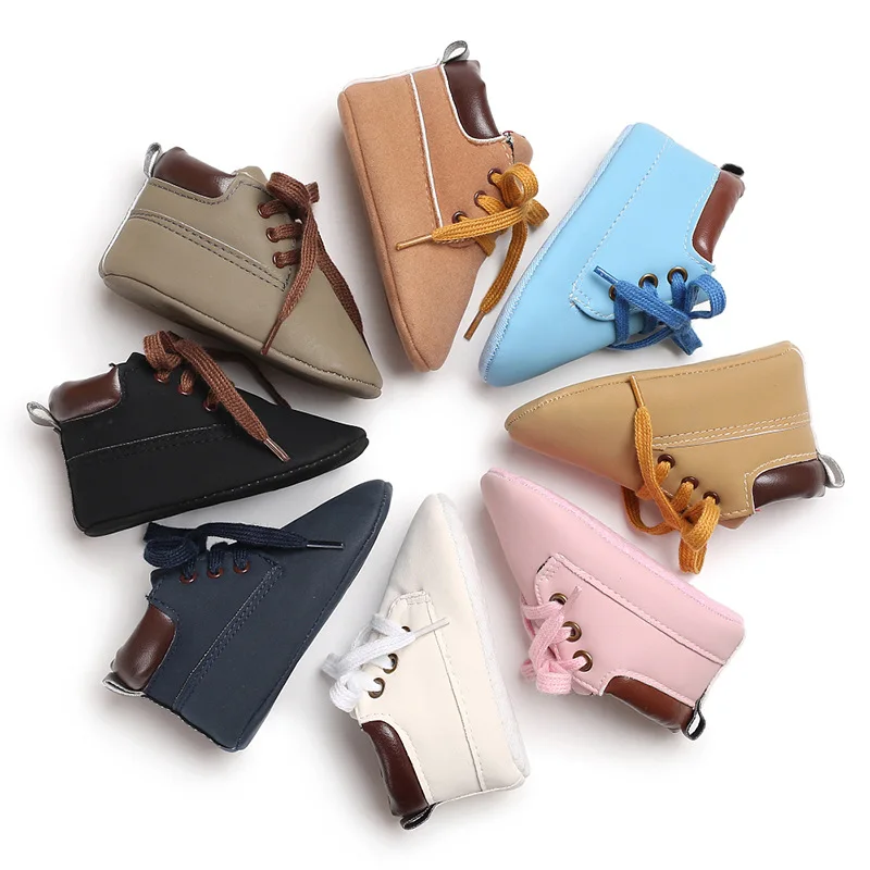 

Focusnorm Autumn Winter PU suede Baby moccasins Shoes baby anti-slip first walker for newborn boys soft bottom baby booties0-18M