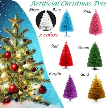 

2019 60cm Artificial Christmas Tree Snowflake Xmas Plastic Tree New Year Home Ornaments Desktop Decorations Christmas Tree Decor