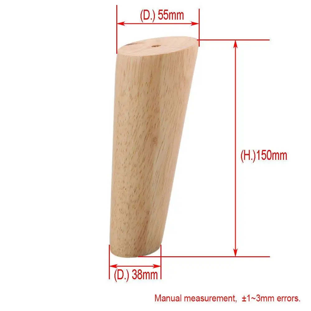 

Oak Wood 15cm Height Reliable Furniture Leg with Iron Plate Sofa Table Cupboard Feet Set of 4