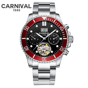 

Tourbillon Automatic Watches Mens CARNIVAL Top Brand luxury Business Mechanical Watch Men Waterproof Skeleton Watch Montre Homme