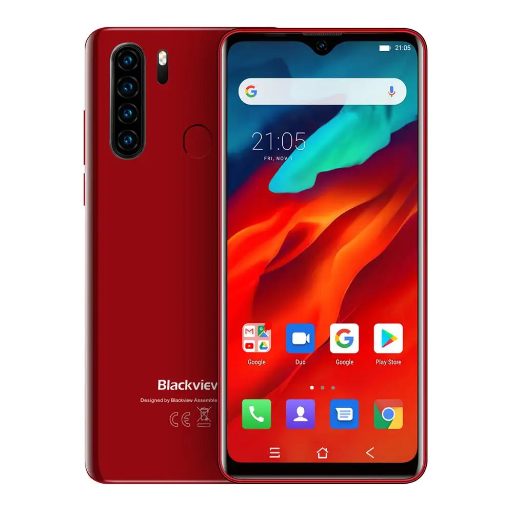 Blackview 4G мобильный телефон A80 Pro Quad камера заднего вида смартфон Восьмиядерный 4 Гб+ 64 ГБ Android 9,0 6,49 дюймов 4680 мАч глобальная версия - Цвет: Red