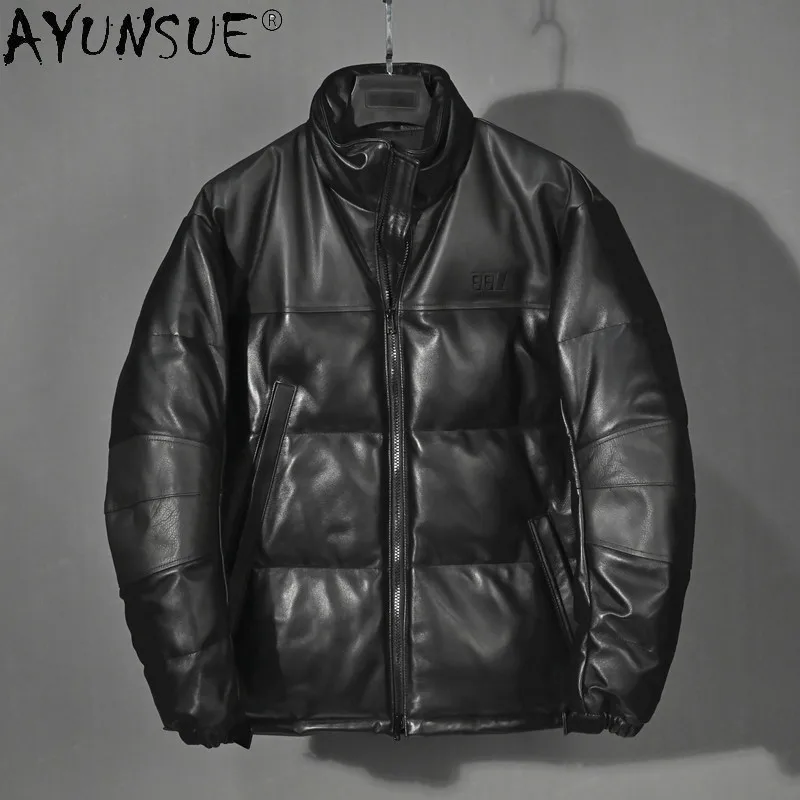 

AYUNSUE Real Cowhide Leather Jacket Men Winter Sheepskin Coat Oversized Men's Down Jackets Warm Style Parkas 2020 Veste Homme