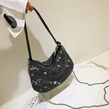 

[BXX] PU Leather Solid Color Bags For Women 2020 Chain Shoulder Messenger Handbags Summer Luxury Diamonds Bag Party Clutch HL888