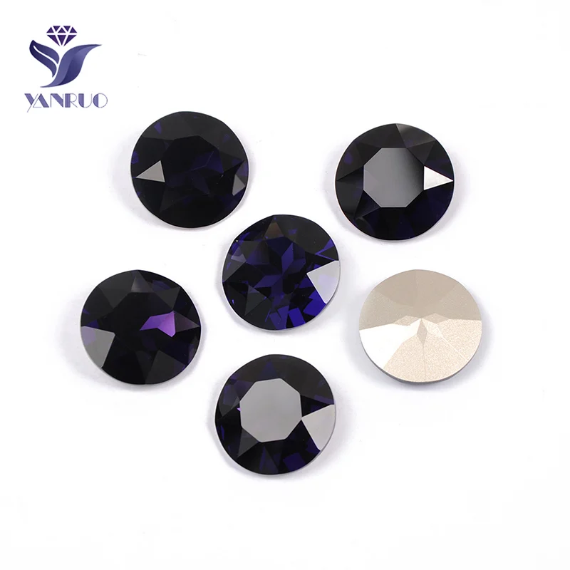 Purple Velvet YANRUO 1201 круглые 27 мм пришитые камни стеклянные кристаллы большие стразы Rivoli Pointback DIY Алмазные камни для ювелирных изделий одежды - Цвет: Purple Velvet