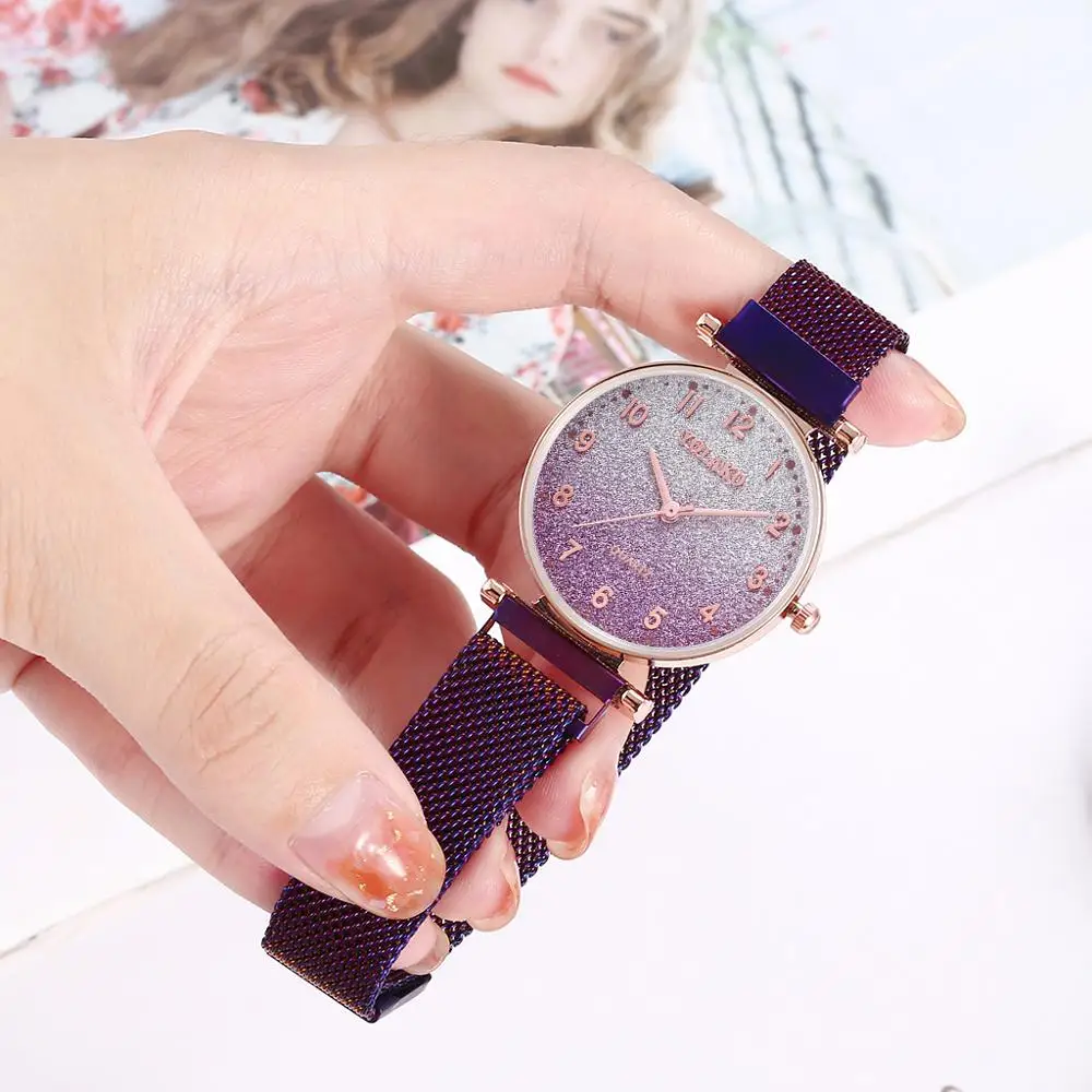 Новинка 2020 модные роскошные женские часы с магнитным рисунком звездного неба