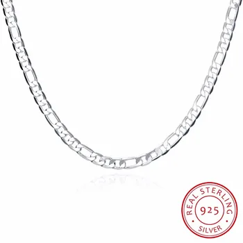 

Lekani 925 Sterling Silver Men Necklace Jewelry Wholesale Silver 6mm 20'' 50cm Trendy Long Figaro Chain Necklace Fine Jewelry