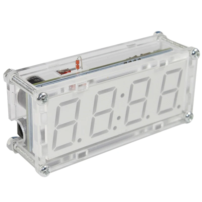 New-4-Digit DIY LED Electronic Clock Kit minicontroller 0.8inch Digital Tube Clock with Thermometer Hourly Chime Function DIY Ki