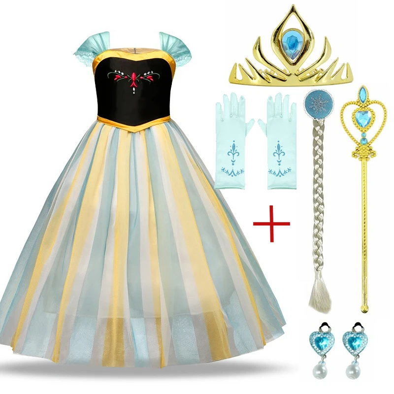 Snow Queen Princess Anna Elsa Dress for Girls Frozen Elsa Dresses Kids Little Girls Clothes Party Wedding Cosplay Dress Vestiods