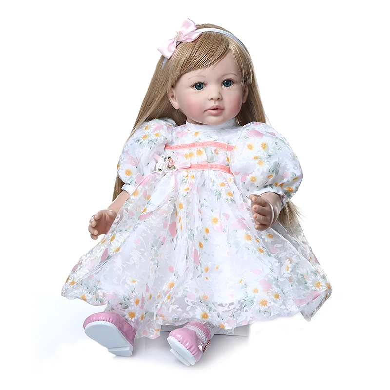 NPK кукла boneca reborn toddler 2" 60 см силиконовый виниловый ребенок reborn элегантная принцесса девочка playmate игрушка кукла подарок