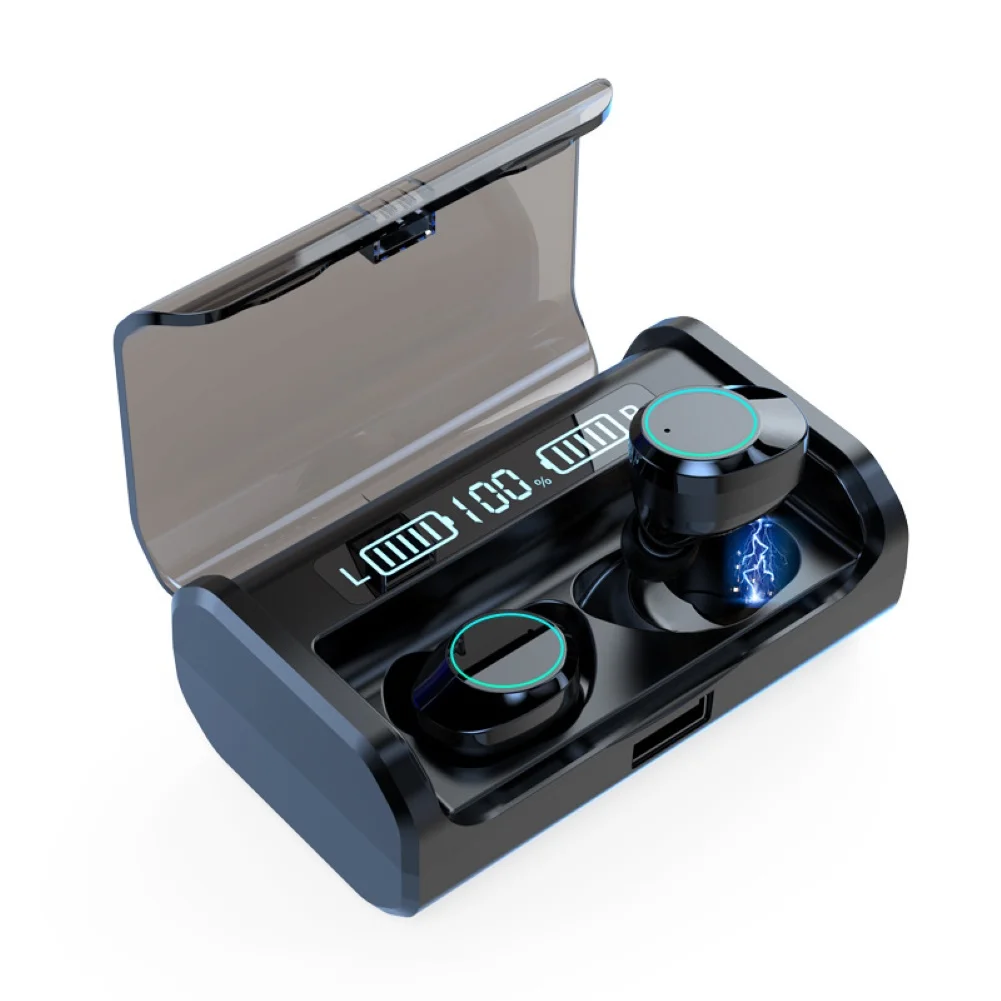 Светодиодный дисплей питания, Bluetooth наушники, TWS, стерео, бизнес, Bluetooth гарнитура, беспроводные наушники с 4000 мАч зарядным устройством