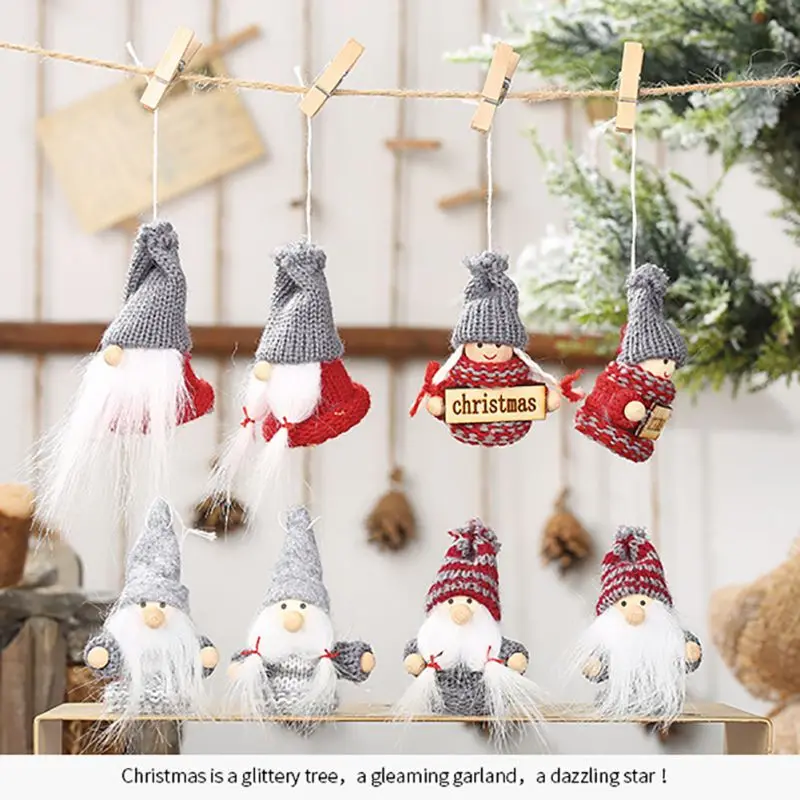 1 пара, Рождественское украшение, вязаная маленькая кукольная подвеска, navidad, елочные украшения, подвесная кукла, ремесло, Декор, рождественские подарки для детей