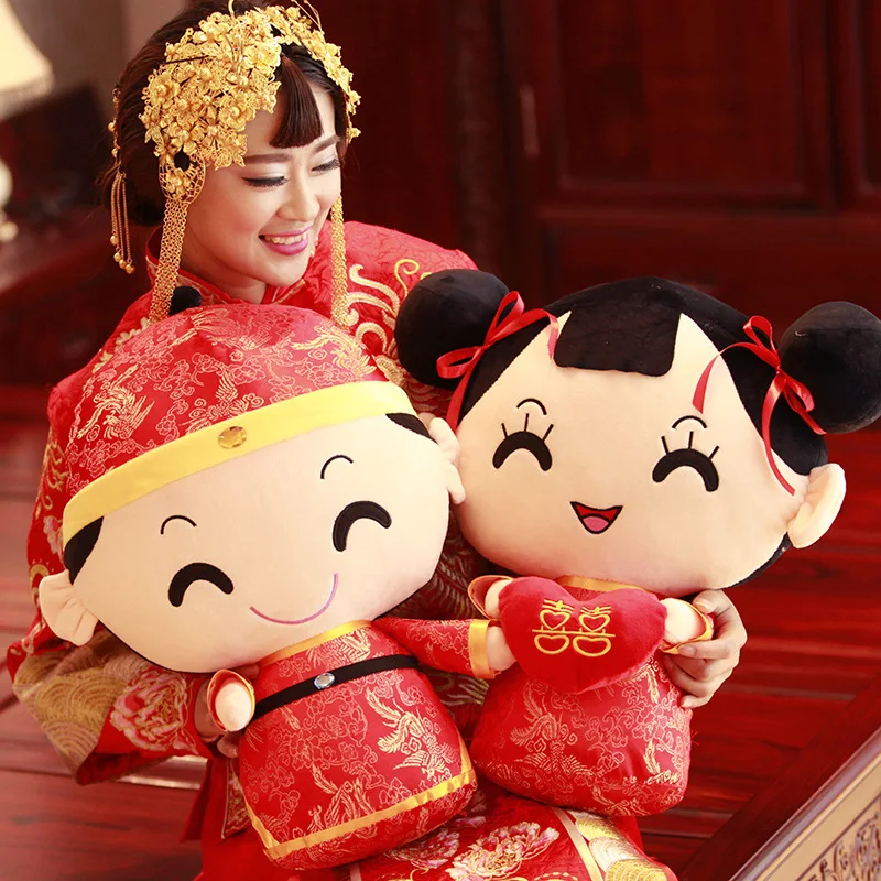 

Wedding Presses Doll One Pair of Festive Wedding Couples Doll Pillow Creative Gift for Wedding Plush Toys