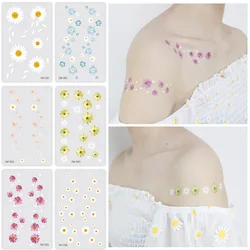 Small Daisy Fake Tattoos Paste on Face Arm Leg for Children Men Women Body Art Waterproof Flower Tattoo Stickers 120*75mm