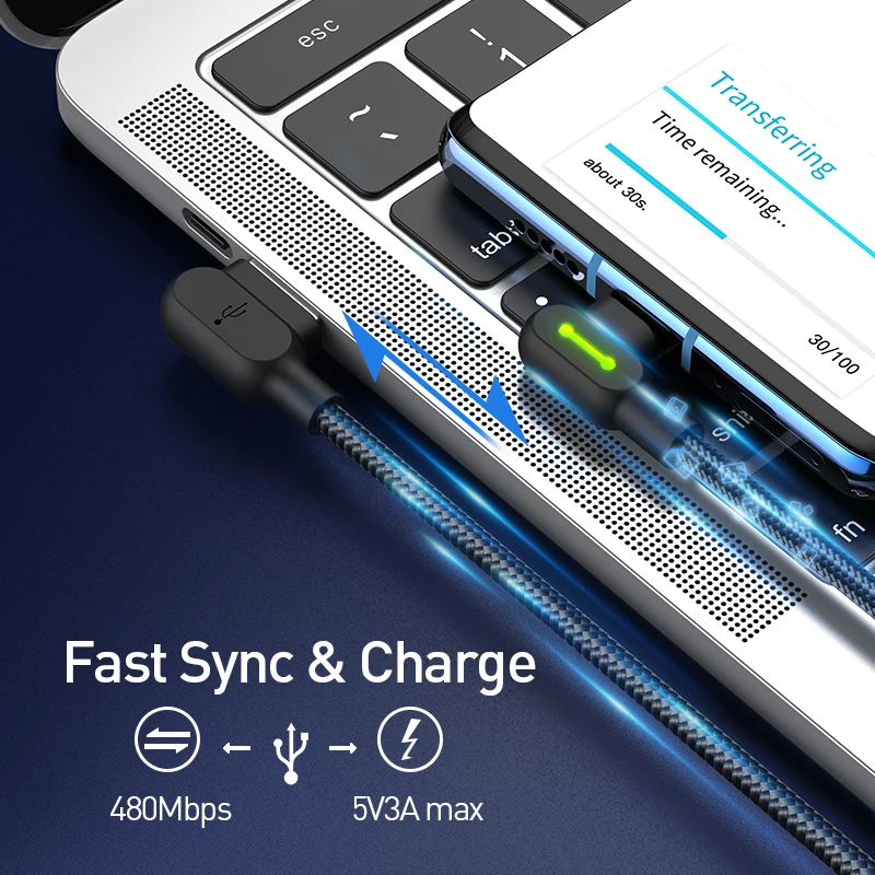 MCDODO 3A светодиодный кабель Micro USB быстрая зарядка Android шнур для передачи данных