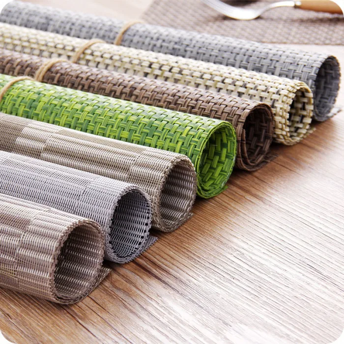 6PCS Placemats Heat-Resistant Stain Resistant Anti-Skid Washable Table Mats Square PVC Placemats Hogard