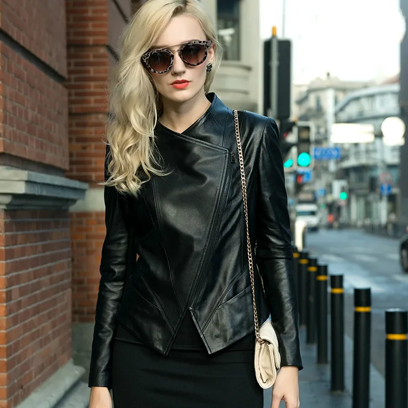 

Women's Leather Jacket Short 100% Sheepskin Coat Real Genuine Leather Jackets Biker Motorcycle Jacket Women 2019 F5013 KJ3204