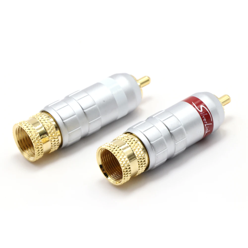 4 шт. Silverlink латунный штекер, позолоченный припой RCA штекер, hifi аудио межблочный разъем