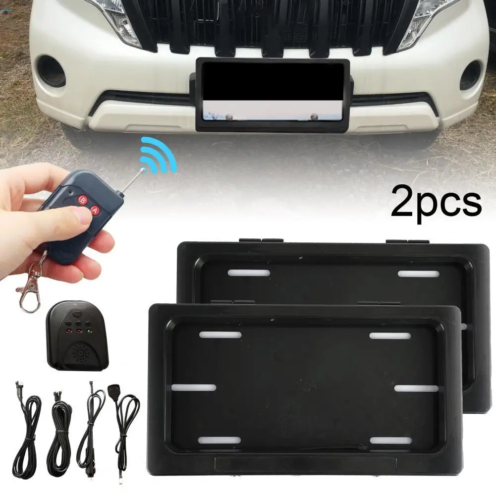 2Pcs Front Rear Roller Shutter Hide away Electric Remote License Plate