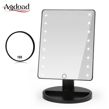 

AFDEAL Makeup Mirror with 16 LEDs Cosmetic Mirror with Touch Dimmer Switch Battery Operated Stand for Tabletop Bathroom Travel