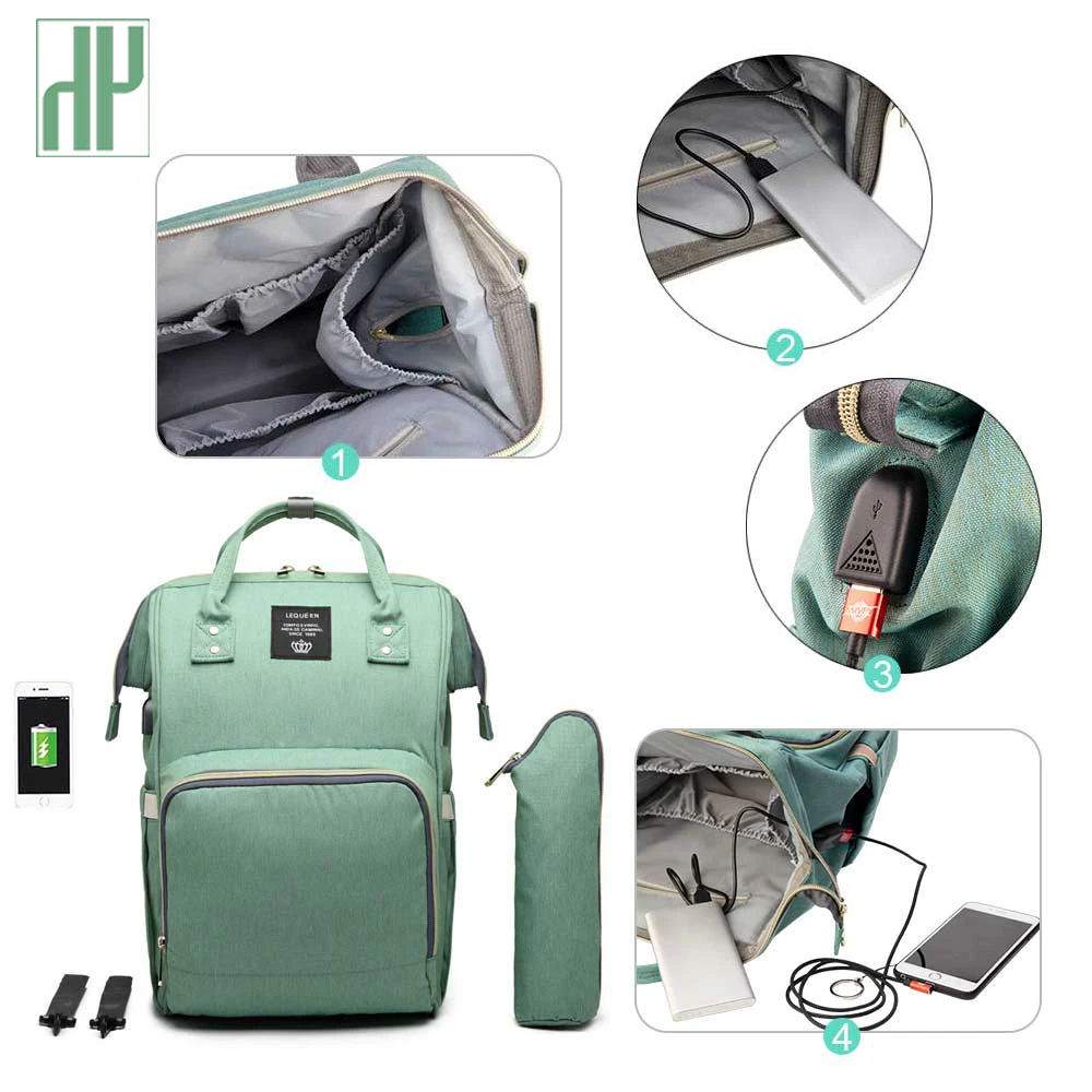 USB сумка для подгузников для мам, брендовая Большая вместительная детская сумка, рюкзак для путешествий, дизайнерская сумка для ухода за ребенком