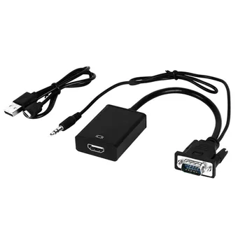 

VGA Maschio A HDMI Convertitore Femminile Dell'adattatore Del Cavo Con Audio Uscita Di 3.5mm 1080P VGA A HDMI Per PC Del