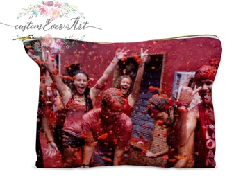 

La Tomatina cosmetic bag Cosmetic Case Cosmetic pouch makeup bag cute travel bag for women gift