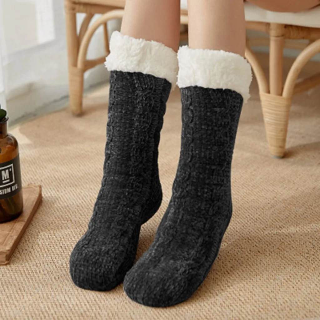 Women Winter Cotton Socks Solid Thicker Anti-slip Floor Socks Carpet Socks