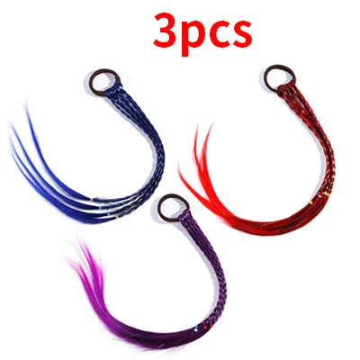 3pcs 1/3 шт., простая детская эластичная резинка для волос, парик, аксессуары для волос, Детская резинка, повязка на голову для девочек, веревочный головной убор, подарок для ребенка - Цвет: 3pcs