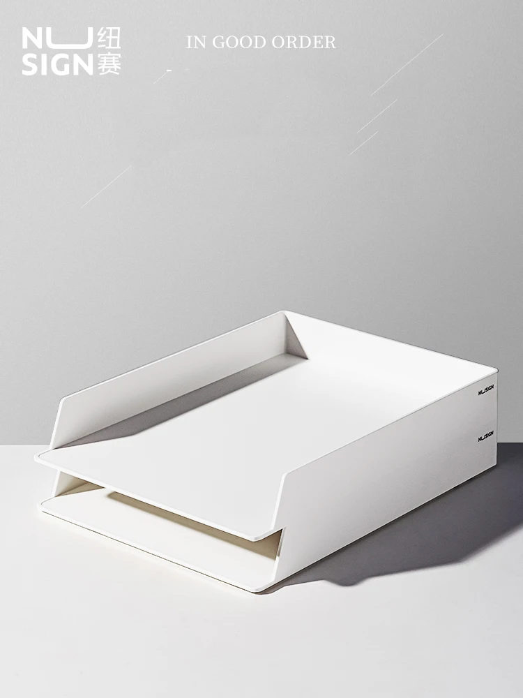Nusign Desktop Organization A4 Double-layer Data File Box Office Storage Box Rack Tray Envelope Tray Holder Office Supplies