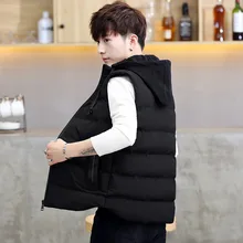 Мужской жилет, осень и зима, стиль, съемный капюшон, жилет, мужская мода, повседневный мужской хлопковый жилет, AliExpress