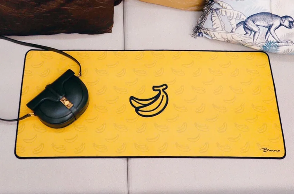 Mousepad Cor Preta Amarela com Design de Banana Frutas Tamanho Grande Mouse Pad para Casa Escritório Jogos Antiderrapante Tapete de Mesa de Borracha Super Grande - Imagem 4