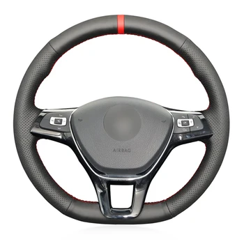 

Black PU Faux Leather Hand-stitched Car Steering Wheel Cover for Volkswagen VW Golf 7 Mk7 New Polo Passat B8 Tiguan Sharan Jetta