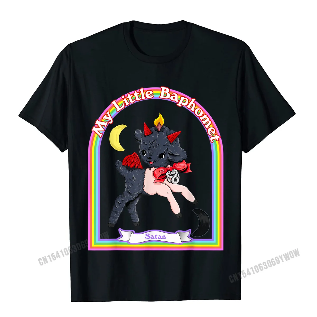 Printed Round Collar Top T-shirts April FOOL DAY Tops Shirt Short Sleeve Brand 100% Cotton Hip hop T-Shirt 3D Printed Men Baphomet Cute Satan Kawaii Retro Vintage Satanic Atheist T-Shirt__911 black