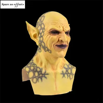 

Yellow Imp Halloween Mask Demon Clown Vampire Orc Halloween Headdress Ugly Scary Halloween Cosplay Human Skin Modeling