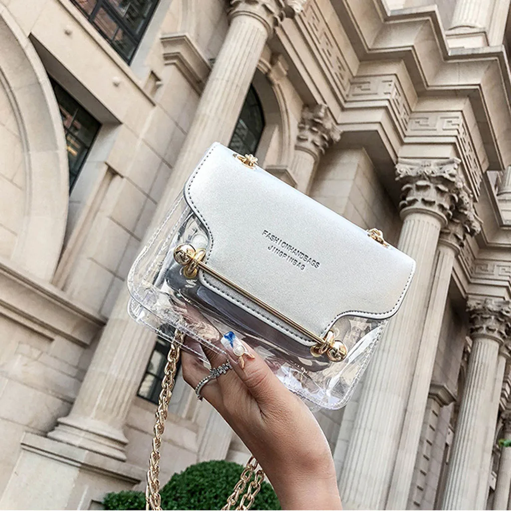 Luxury Clutch Strap Small Female Bags Lady Transparent Square PVC Bag Shoulder Bag Messenger Bag+ Hand Wallet Shopping Handbag