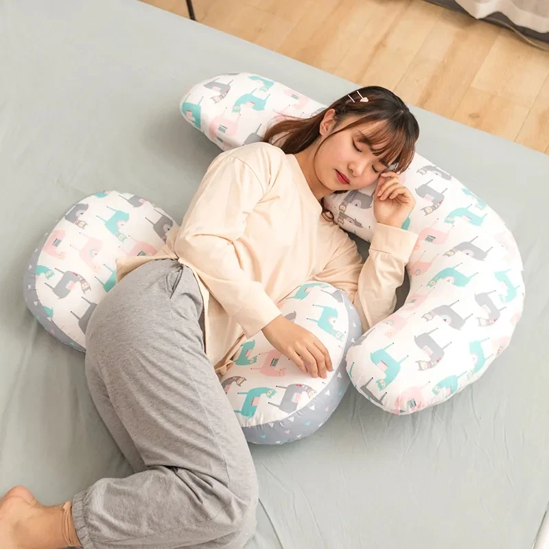Modern Simple J-shaped Waist Pillow Pregnancy Long Strip Pillows Removable Pregnant Women Side Sleeping Stomach Lift Pillows