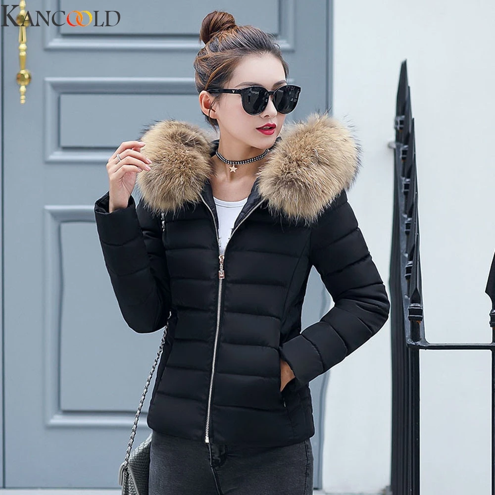 low cost  KANCOOLD New Winter Coat Women Winter Jacket Womens Parkas Gloves warm detachable fur collar detach