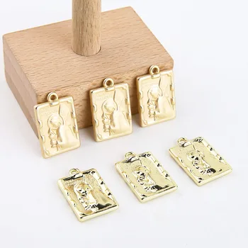 

10pcs European and American retro old man head rectangular pendant DIY handmade jewelry earrings necklace accessories material