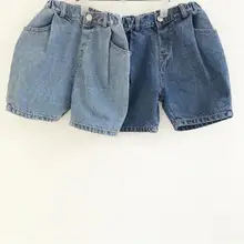 Новые стильные джинсовые шорты для мальчиков и девочек, летние модные шорты для маленьких девочек, От 2 до 7 лет