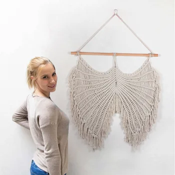 

Drop Shipping Macrame Tapestry Wall Hanging Bohemian Chic Geometric Wings Handicrafts Woven Tapestry Boho Living Room Decoration