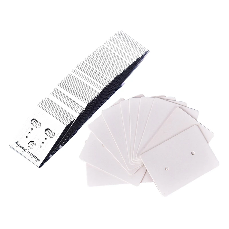 100Pcs Earrings Jewelry Display Hanging Cards White Plastic 40*30mm White 