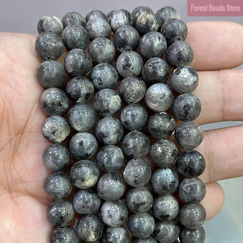 Natural Stone Beads Black Labradorite Round Loose 4/6/8/10/12mm For DIY Making Bracelet Necklace Jewelry Charm 15'' Inch | Украшения