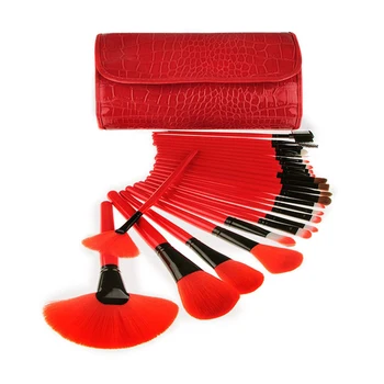 

24pcs Pure Red Makeup Brushes Sets with Bag Eyeshadow Eyebrow Highlighter Foundation Cosmetic Brush Kits Make Up Tools