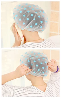 

1PC Wave Point Shower Cap Fashion Thick Double Waterproof Shampoo Cap Oil-proof Elastic Bath Supplies Bathroom Accessories