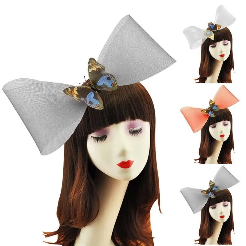 1Pc Bow Decor Fashion Hat Hair Clip Design Net Hat Party Copricapo Accessori Per Capelli Party Dress Up For Women Ladies Girls
