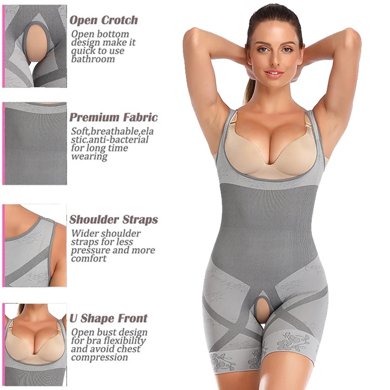 Body Shaper Women Full Body Slimming Open Crotch Corset Waist Trainer Postpartum Recovery Sheath